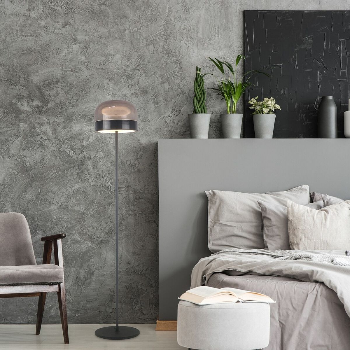 Rabalux Xelira lampa stojąca 1x20 W czarna-przydymiona 74038