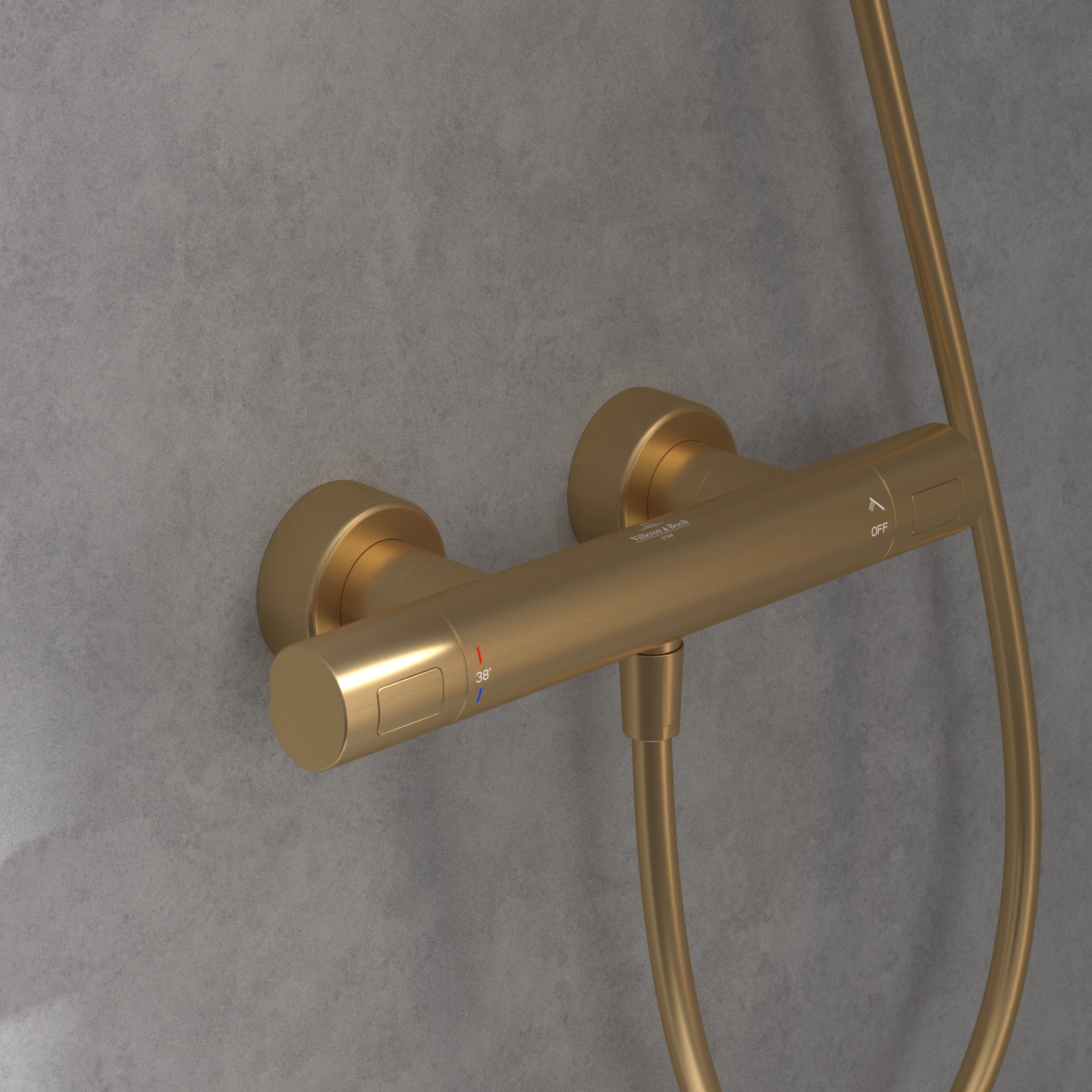 Villeroy & Boch Universal Taps & Fittings bateria prysznicowa ścienna termostatyczna złoty szczotkowany TVS00001700076