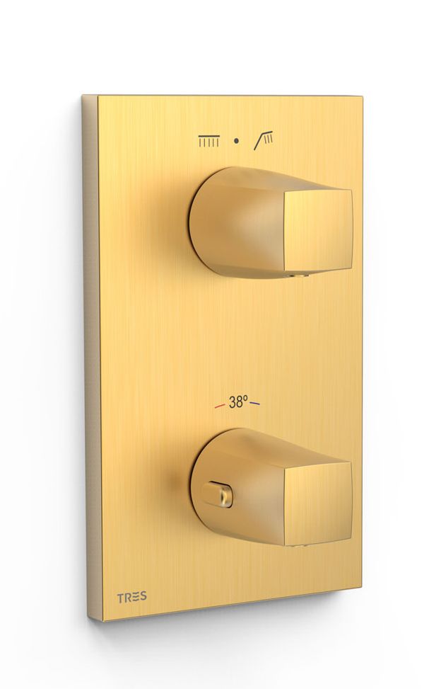 Tres Therm-Box bateria wannowo-prysznicowa podtynkowa termostatyczna złoty mat 24-K 21125001OM