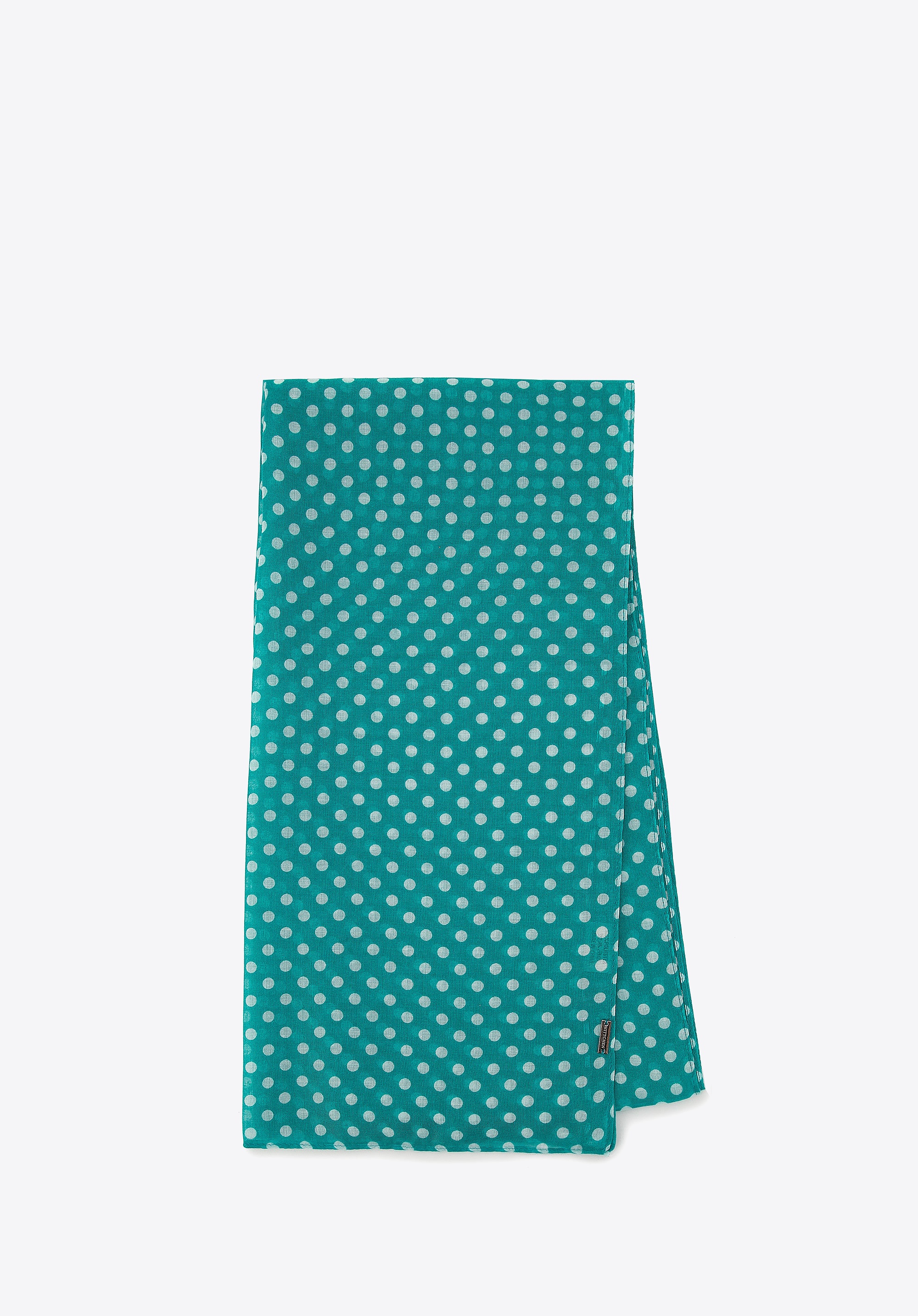 Cienki szal damski w groszki morski