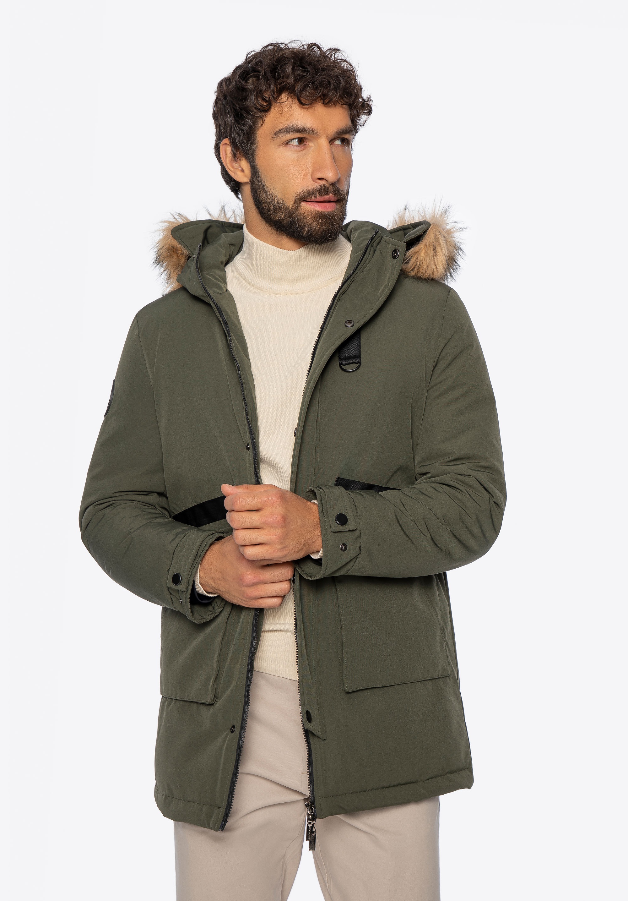 Męska kurtka ocieplana prosta zielona