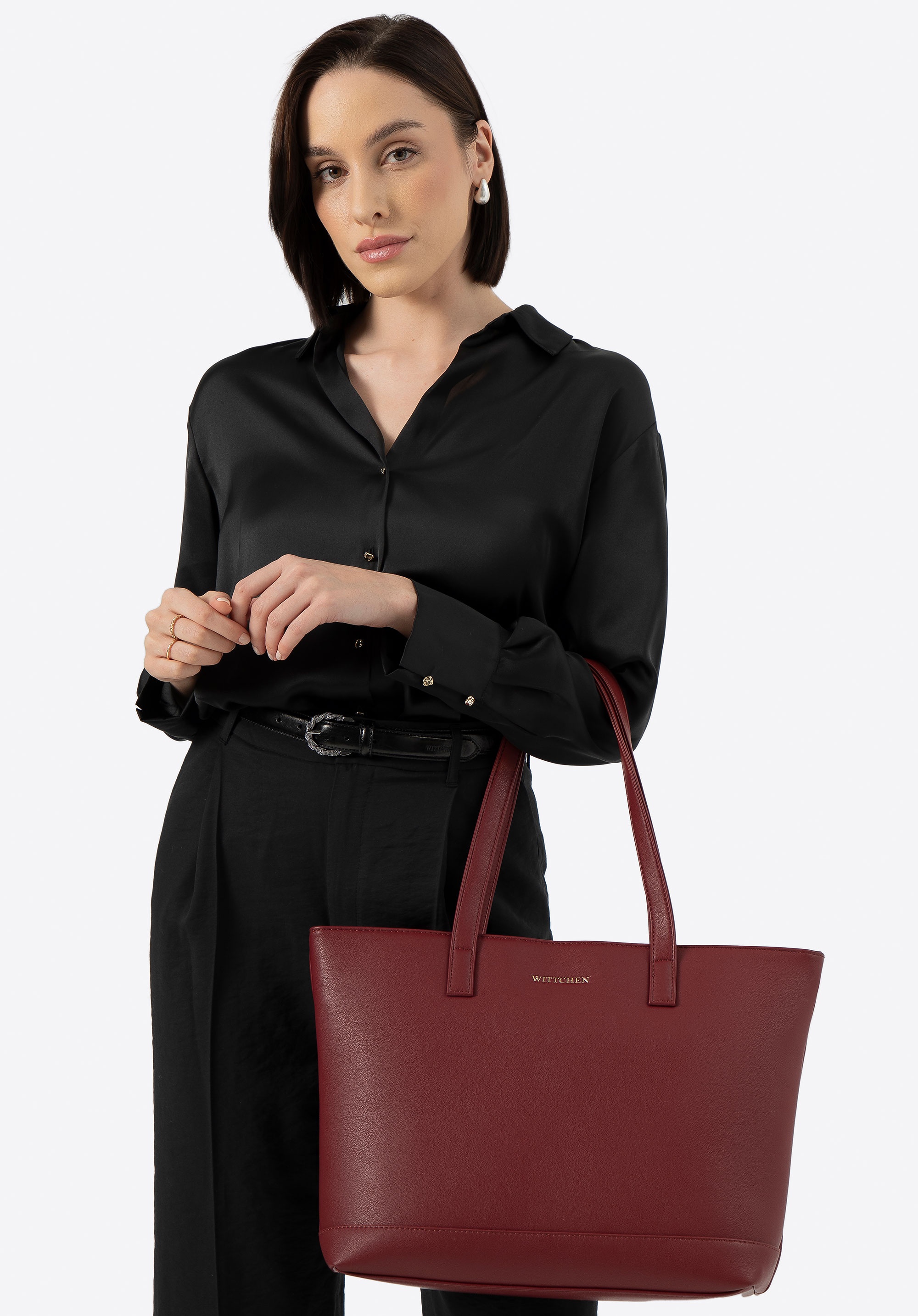 Dodatkowy rabat 25% - Damska torba na laptopa 15,6" z imitacji skóry bordowa