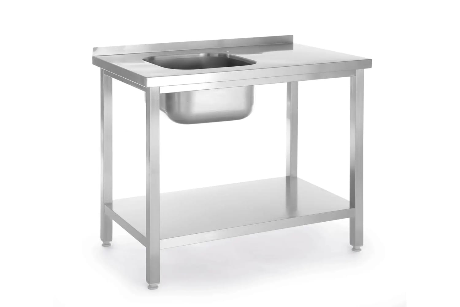 Stół ze zlewem po lewej, 80 x 60 x 85 cm skręcany z półką i rantem | 817001