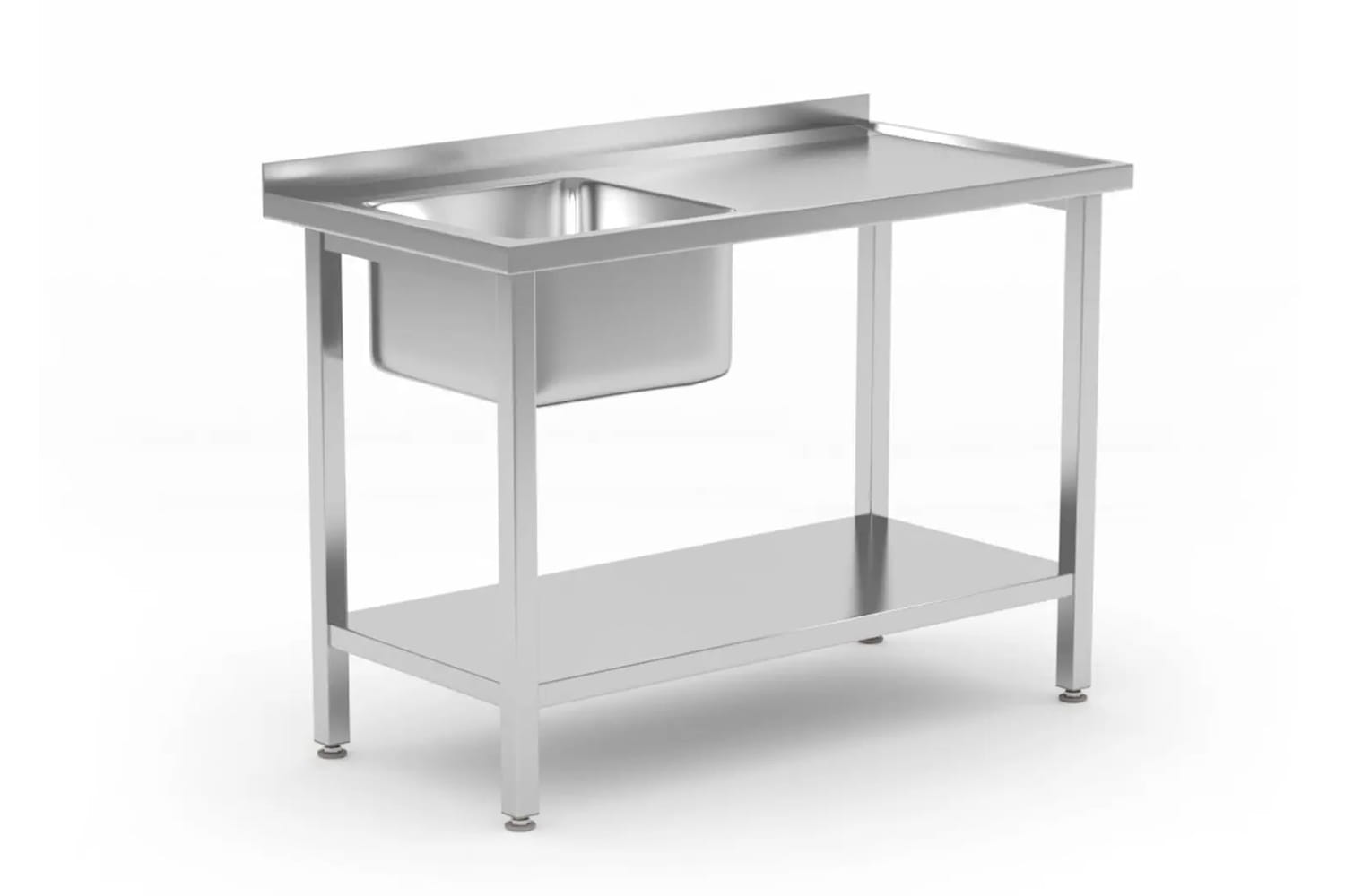 Stół ze zlewem po lewej, 100 x 60 x 85 cm skręcany z półką i rantem | 817025