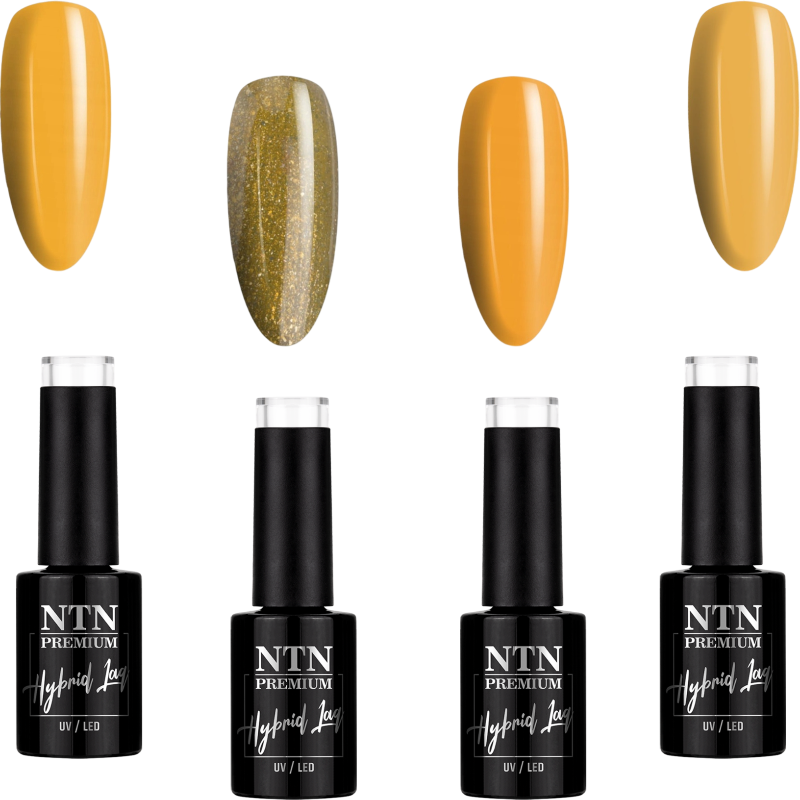 4x Lakier Hybrydowy NTN 5g Żółte Mixy ZESTAW 5w1