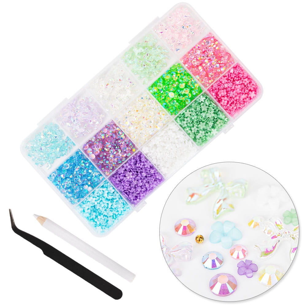 Kasetka z ozdobami kokardki kwiatki cyrkonie BKHZ-008