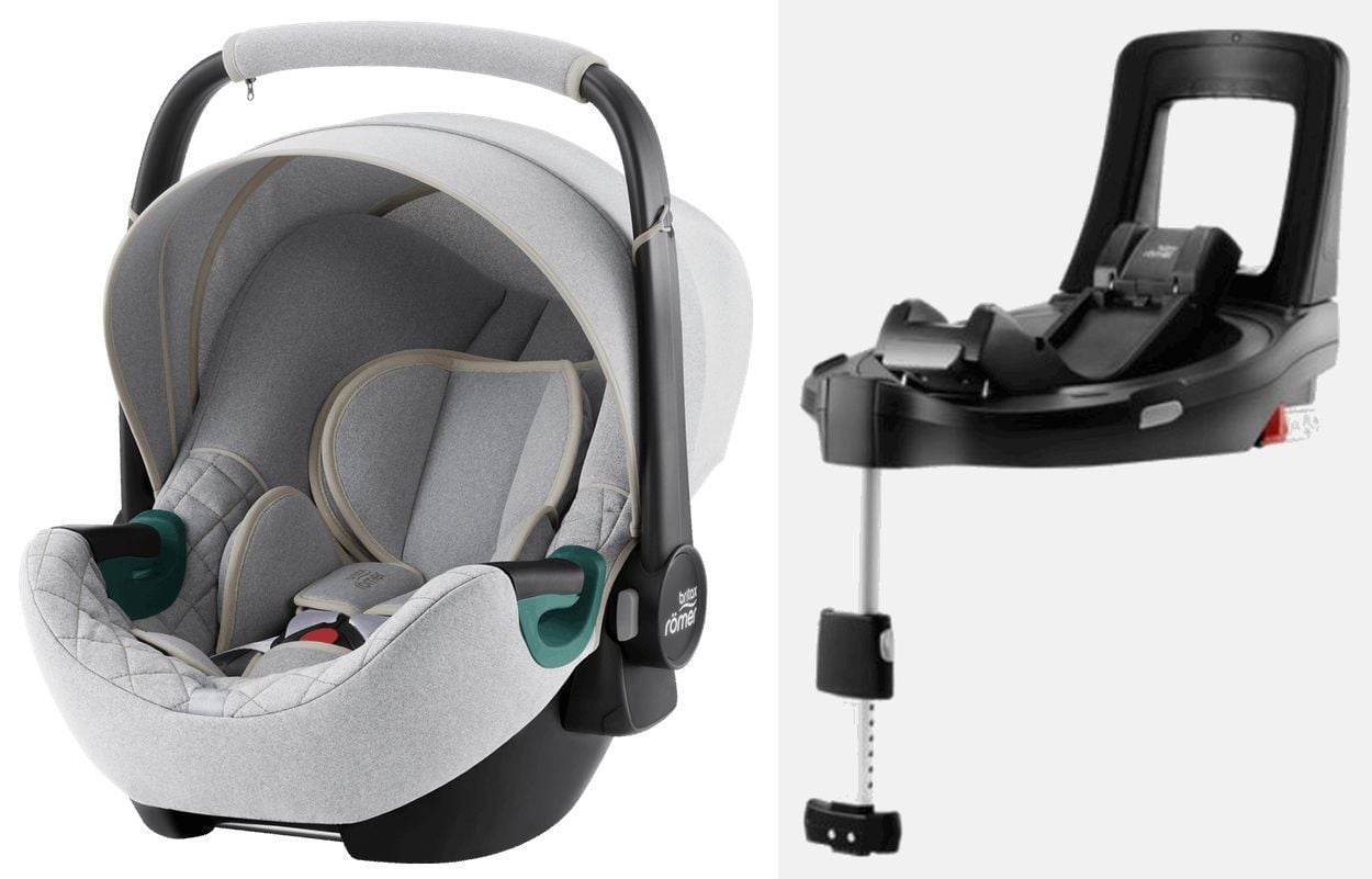 Britax Romer, Baby-Safe 3 i-Size - fotelik samochodowy z bazą Flex Base iSense od urodzenia do 15 miesiąca życia, od 40 do 83 cm wzrostu-Nordic Grey