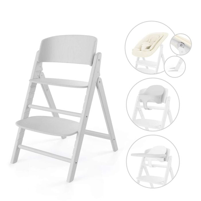 Cybex Click & Fold 4w1 - krzesełko z bujaczkiem, zestawem Baby Set i tacką-All White