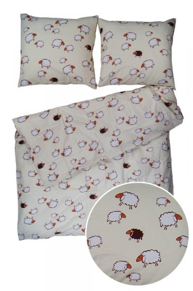 Pościel 180x200 BARANKI, 100% bawełna, wz. kremowe