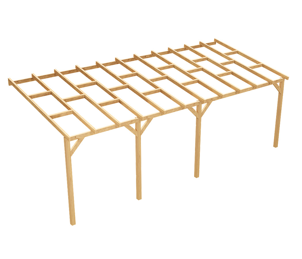 Zadaszenie tarasu pergola ogrodowa przyścienna drewniana 300 x 675 cm