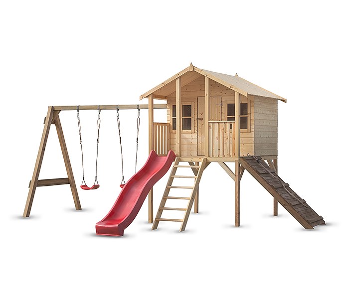 Plac zabaw Borys 1 ze zjeżdżalnią, huśtawką i rampą z liną