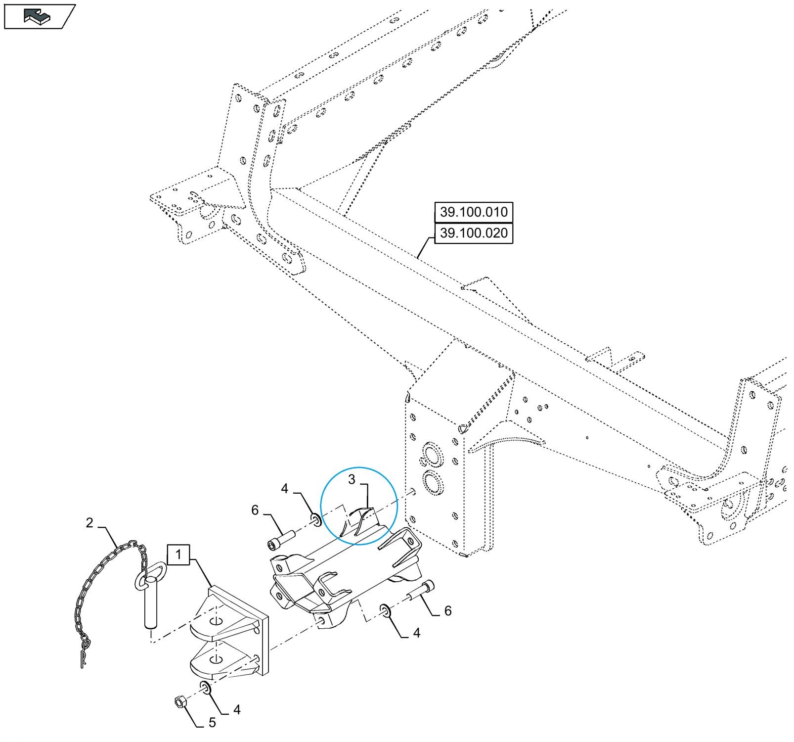 Rurka zaczepu przyczepy 47453601 CNH