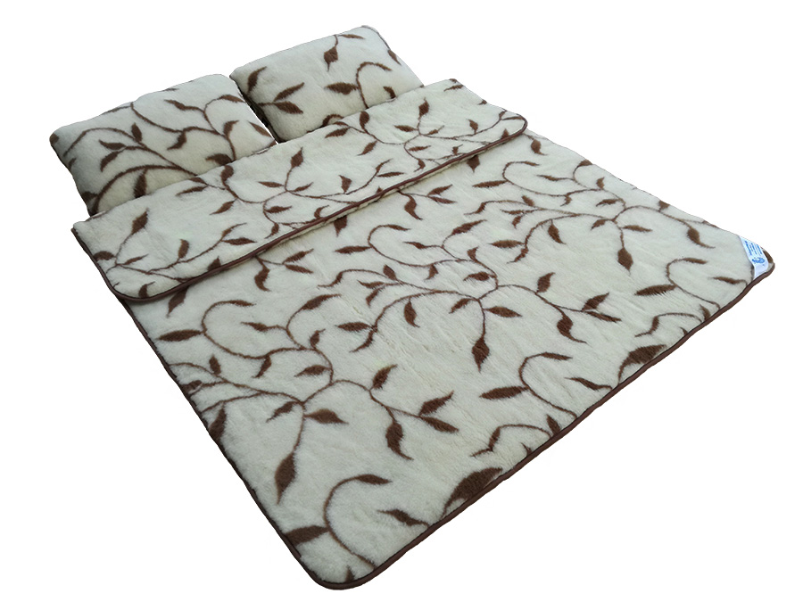 Pościel wełniana merynos australijski, wzór benjamin (kołdra 200x220, 2x poduszka 40x60) (+-5cm)