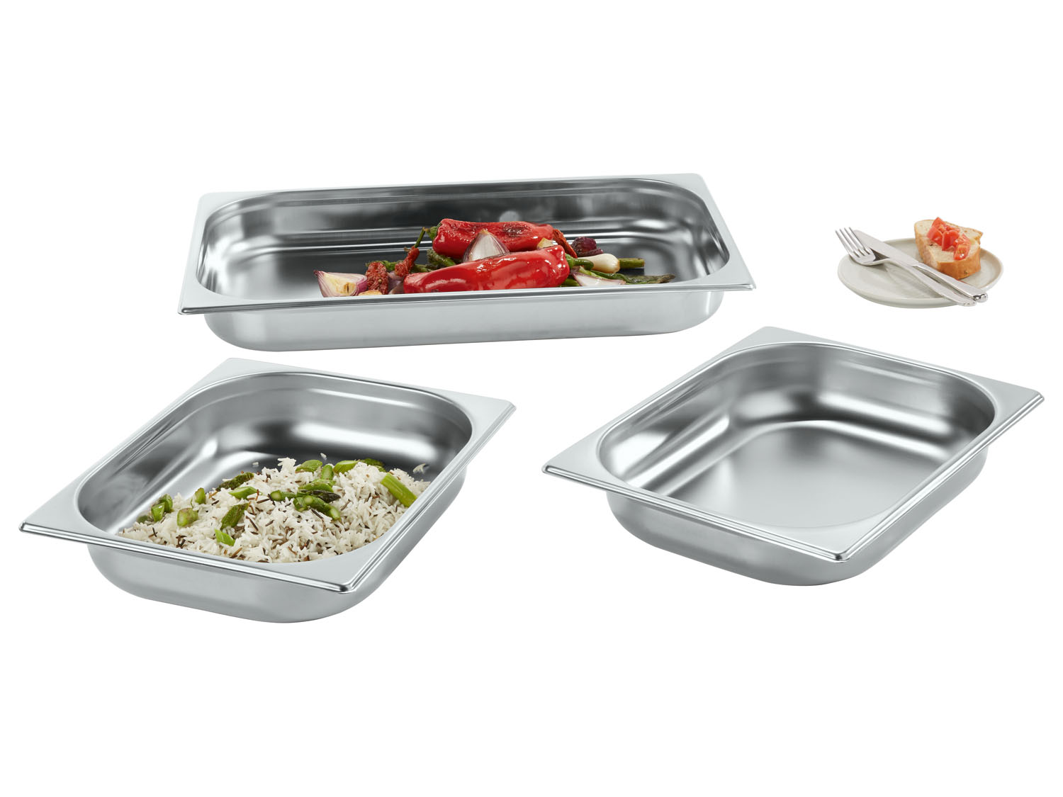 Ernesto Pojemniki gastronomiczne GN ze stali szlachetnej 3 elementy - Gn1/1 + Gn1/2