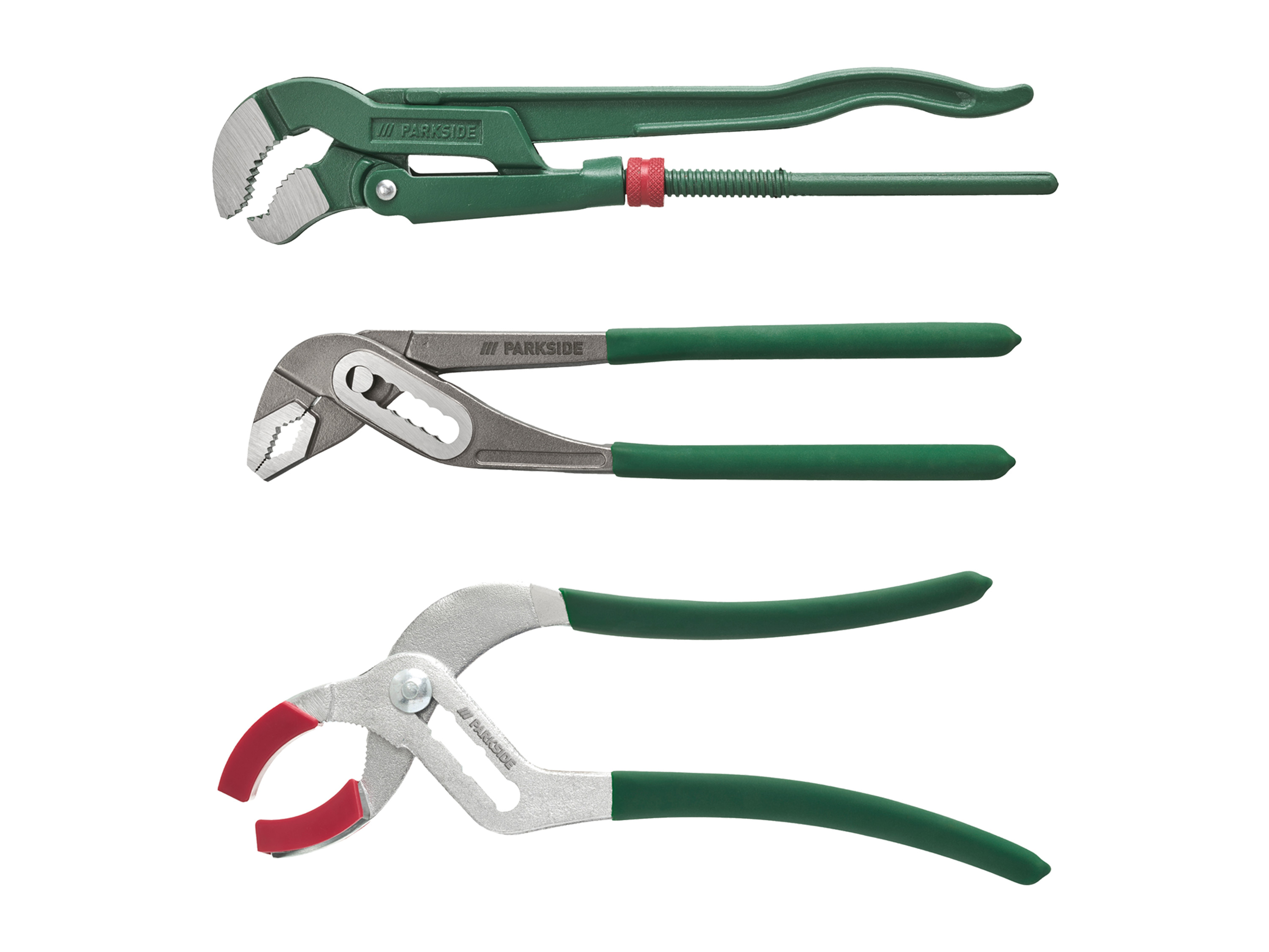 Parkside Zestaw 3 kluczy hydraulicznych lub klucz do rur Zestaw ze szczypcami do instalacji sanitarnych