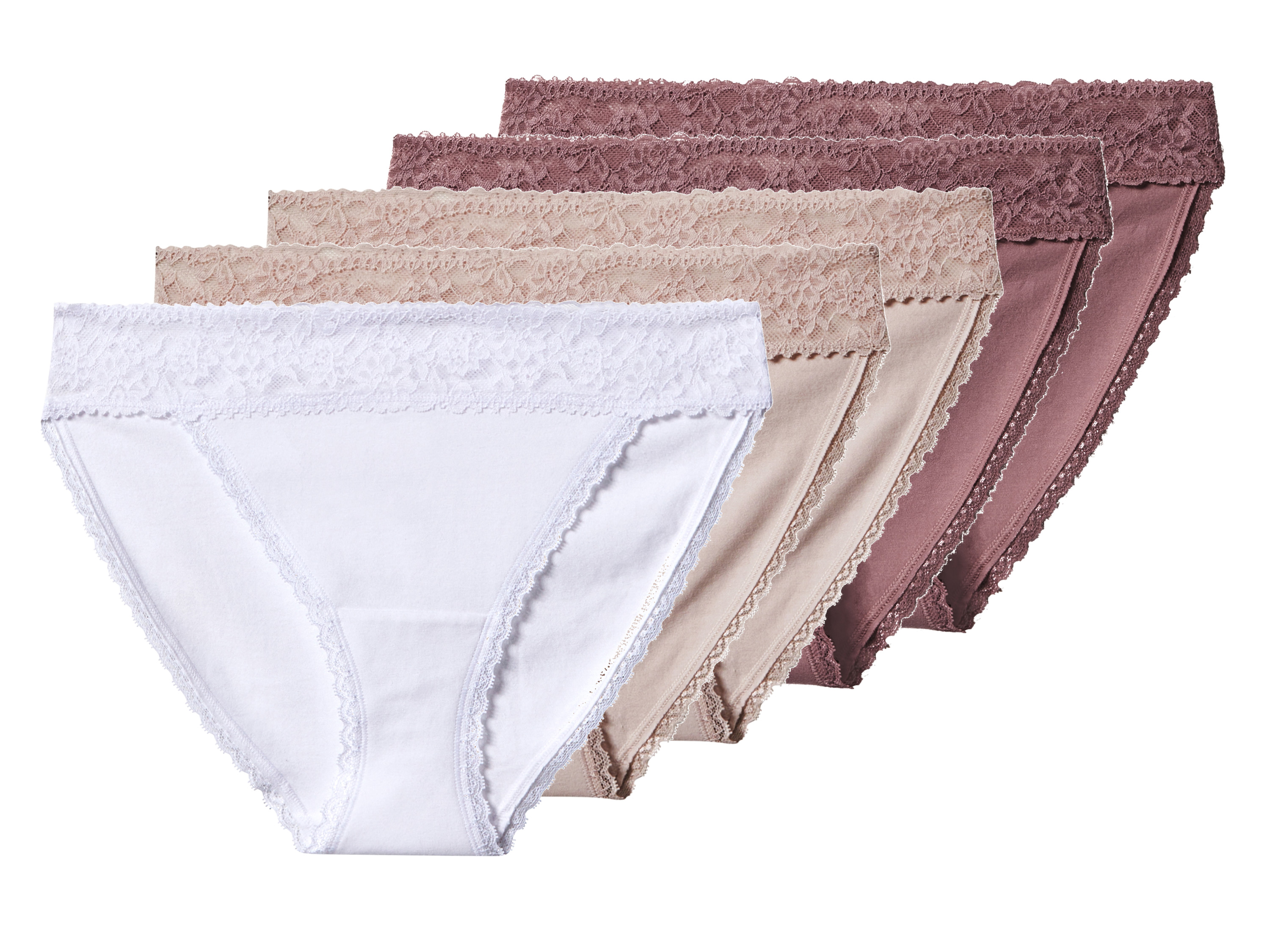 esmara Majtki slipy damskie z bawełną, 5 par Różowy / różany / biały, M 40/42
