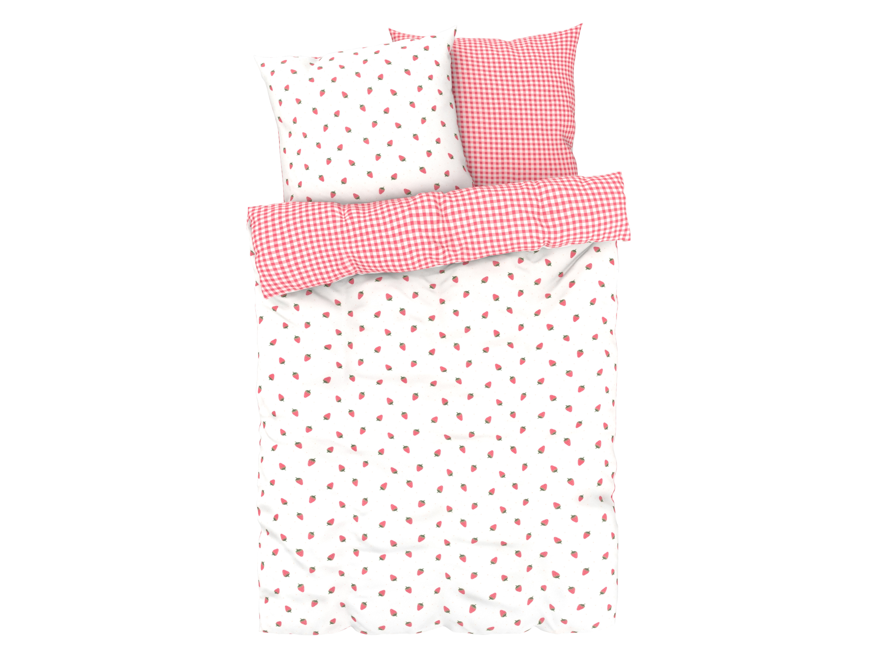 Livarno home Pościel dwustronna z mikrowłókna satynowego, 220 x 200 cm truskawki