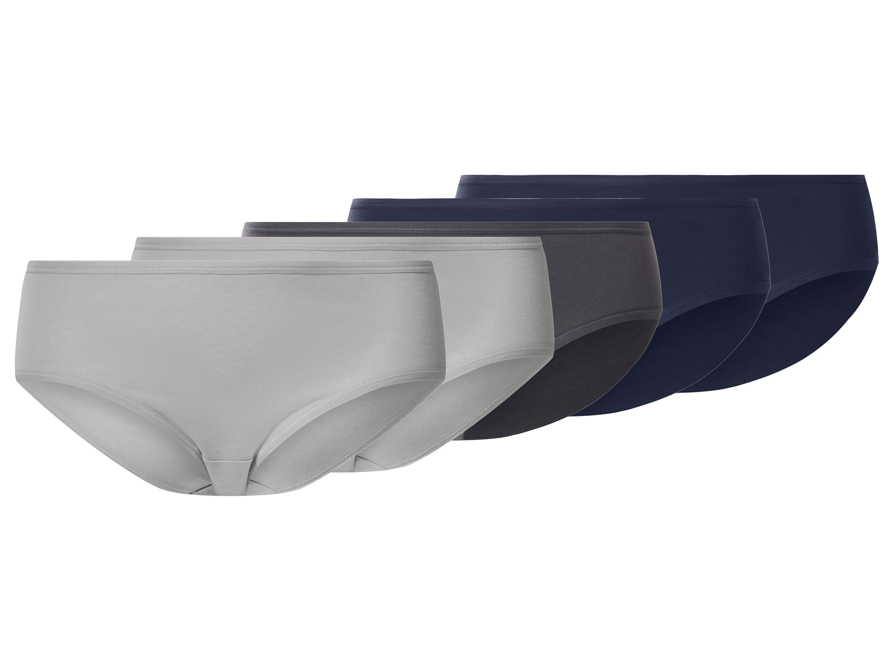 esmara Majtki hipstery damskie z bawełną, 5 par granatowy/antracytowy/jasnoszary, Xl48/50