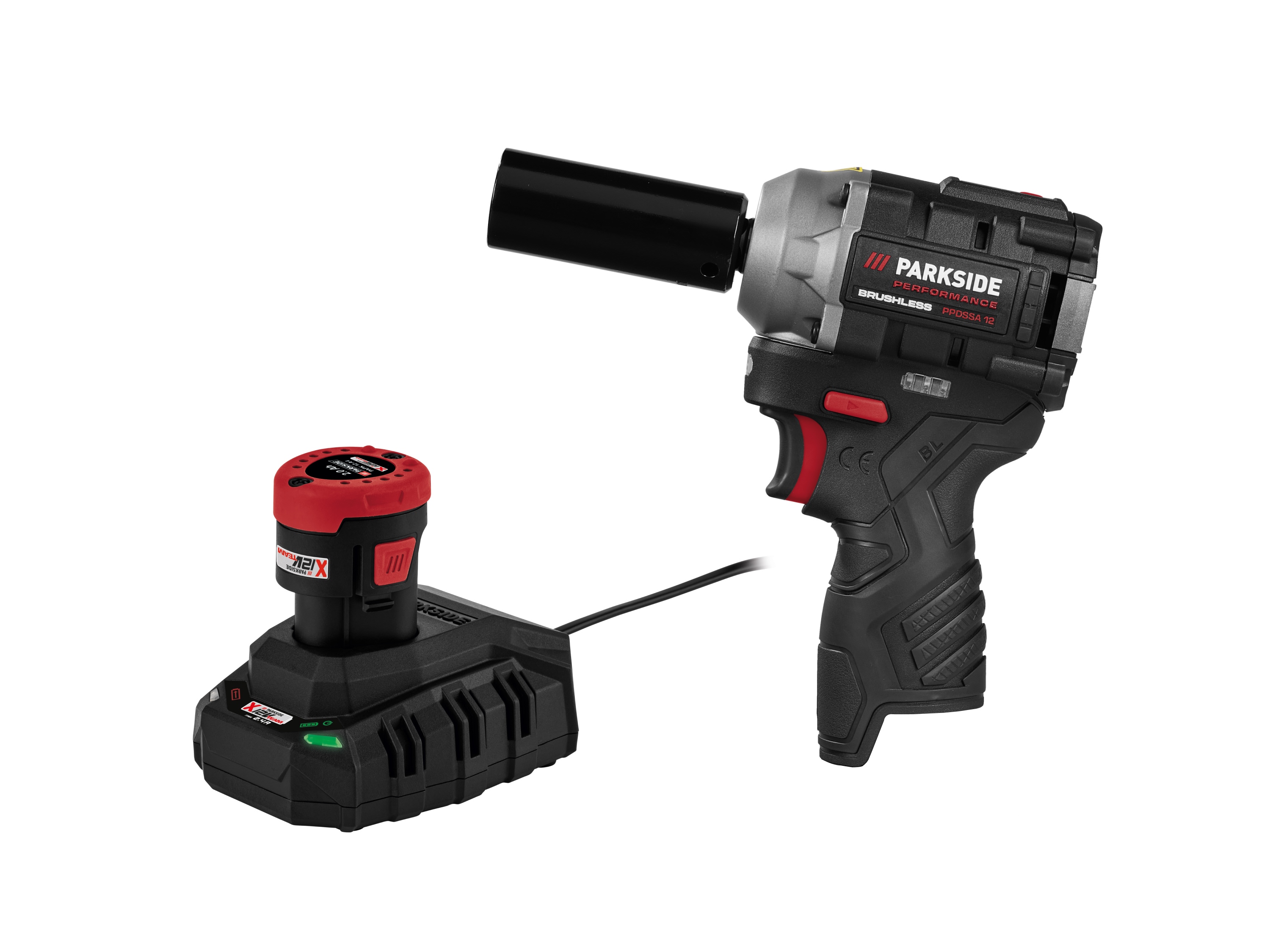 Zestaw Akumulatorowy klucz udarowy, 12 V z akumulatorem, 2 Ah i ładowarką, 2,4 A