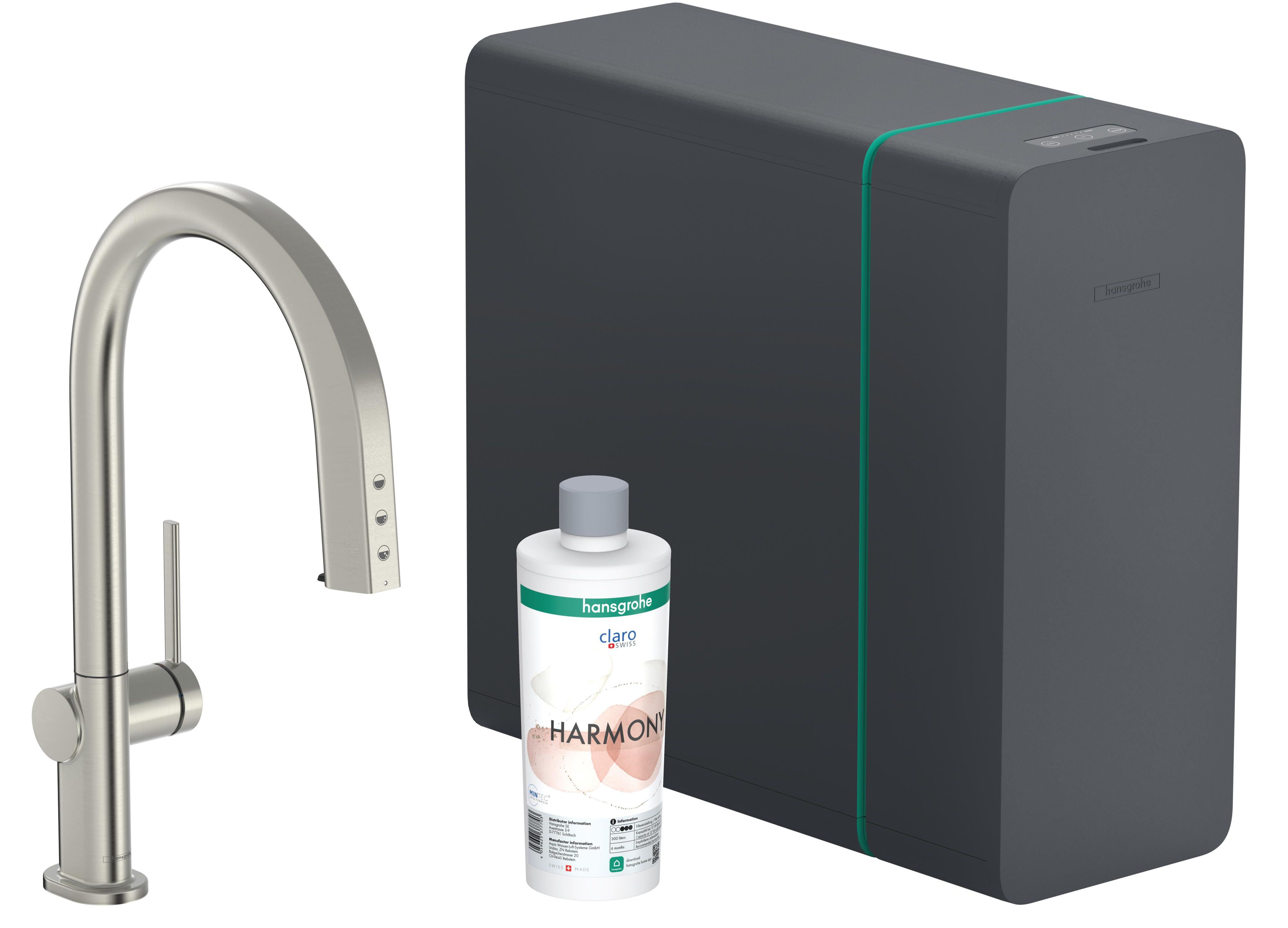 Darmowa Dostawa - Bateria kuchenna z filtrem stojąca stal szlachetna Hansgrohe Aqittura M91 76836800