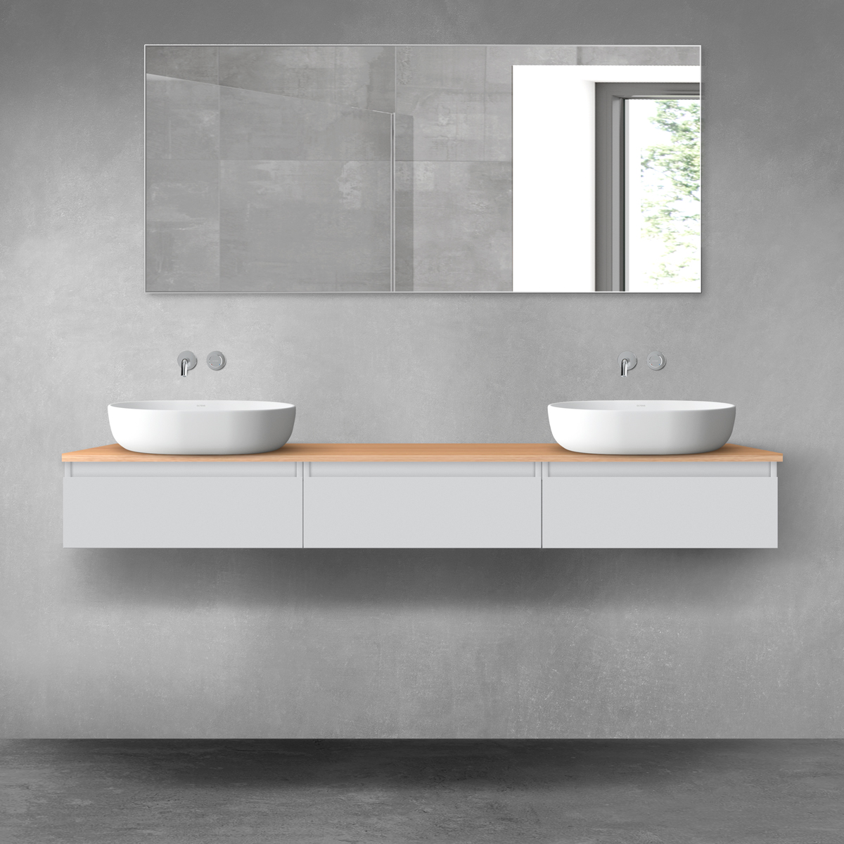 Darmowa Dostawa - Zestaw mebli łazienkowych 180x46.4x25.2 cm podumywalkowa wisząca szara-dab Oltens Vernal 68492700