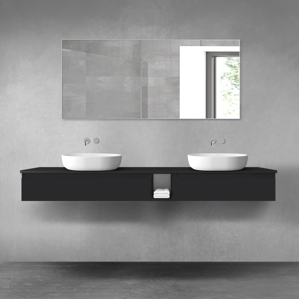 Darmowa Dostawa - Zestaw mebli łazienkowych 200x46.4x25.2 cm podumywalkowa wisząca czarna Oltens Vernal 68661300