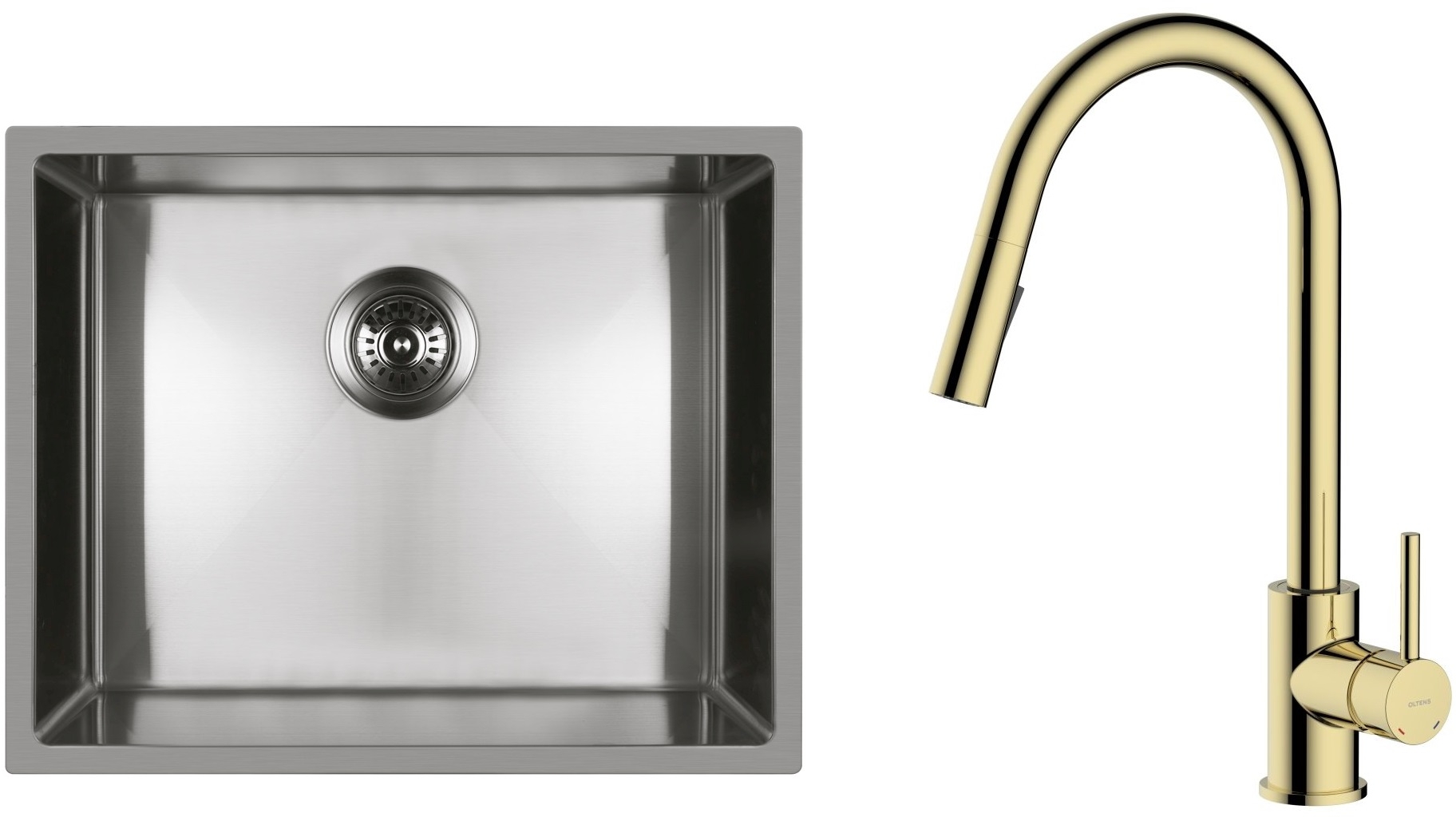 Darmowa Dostawa - Zlewozmywak z baterią stal / złoty Oltens Stalvask abset4357