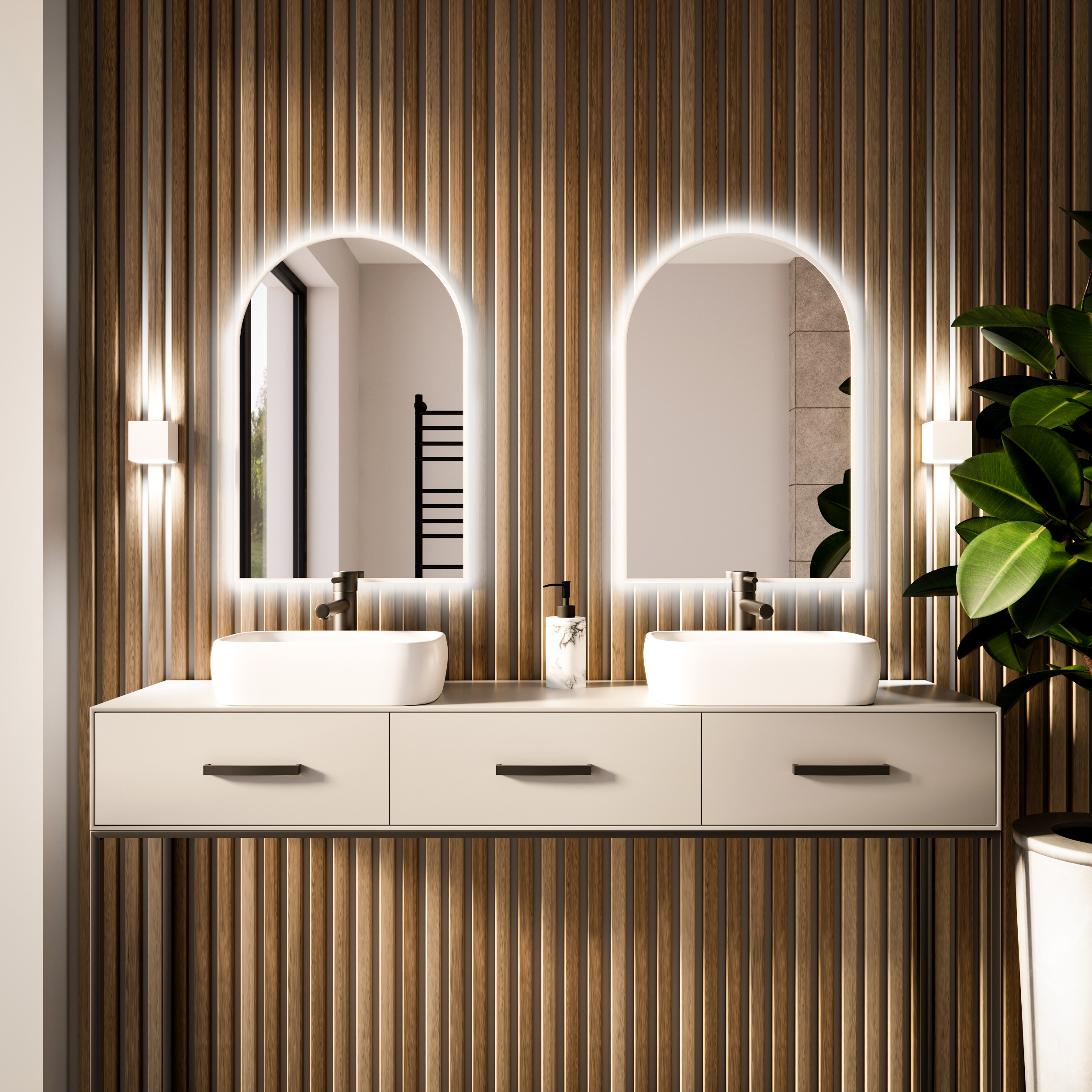 Darmowa Dostawa - Lustro 50x100 cm z oświetleniem biały Baltica Design Tiny Border Pastille Cut 5904107929330