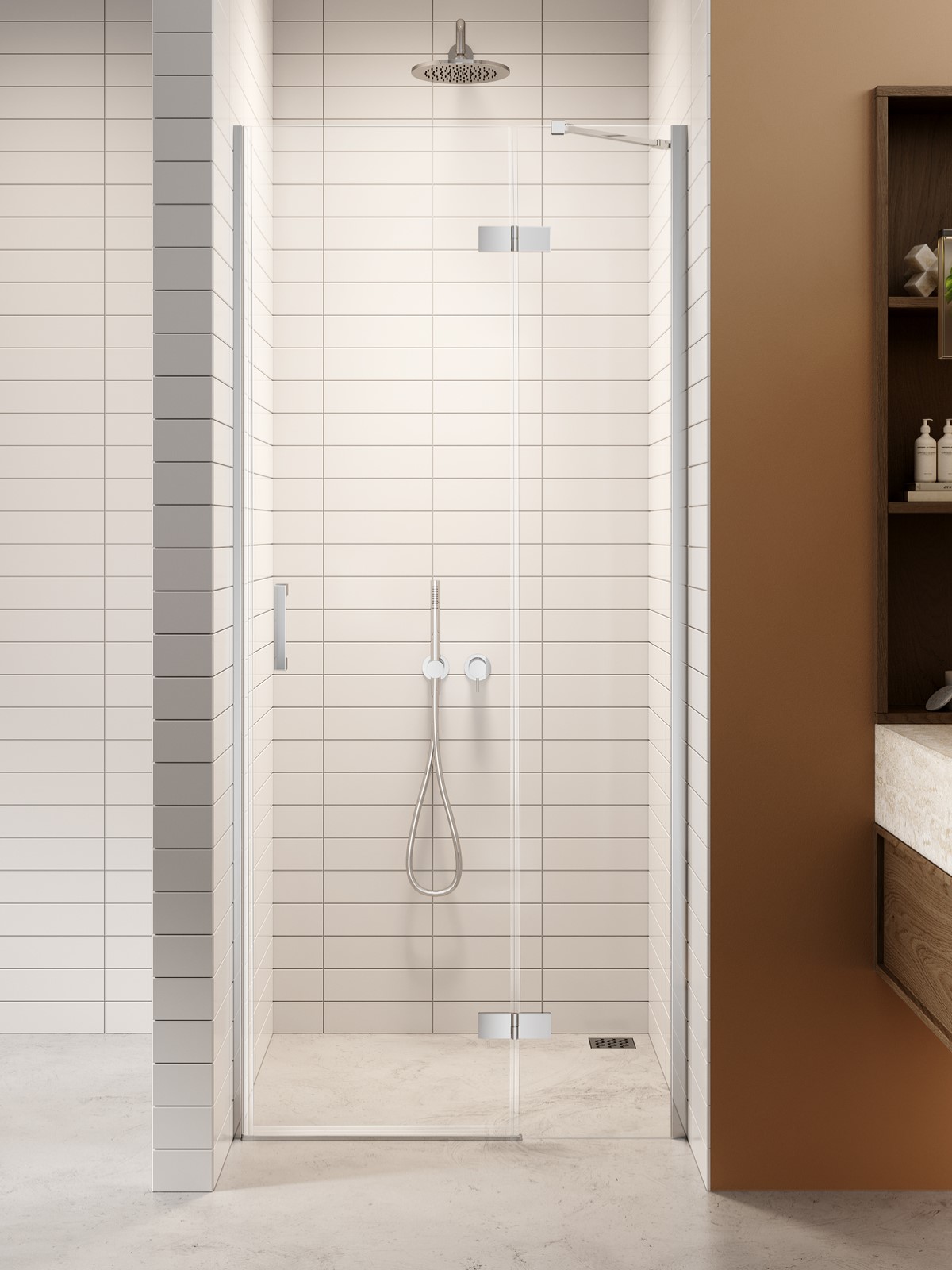 Darmowa Dostawa - Drzwi prysznicowe 120 cm uchylne chrom połysk/szkło przezroczyste New Trendy Nesta D0855A