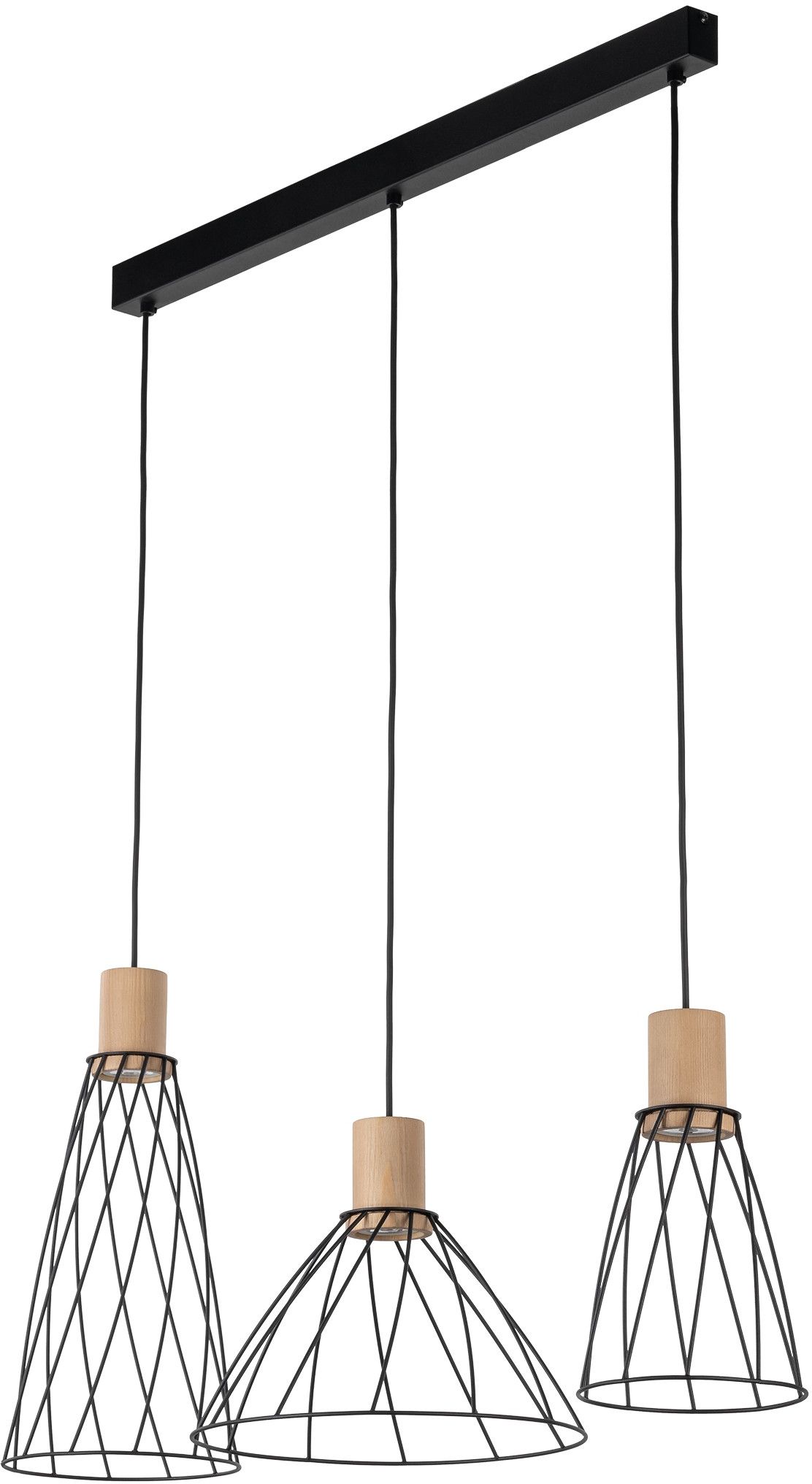 Darmowa Dostawa - Lampa wisząca 3x10 W czarna-drewno TK Lighting Modesto 10158