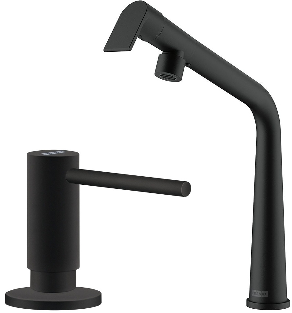 Darmowa Dostawa - Bateria kuchenna z dozownikiem stojąca czarna Franke Icon abset10717