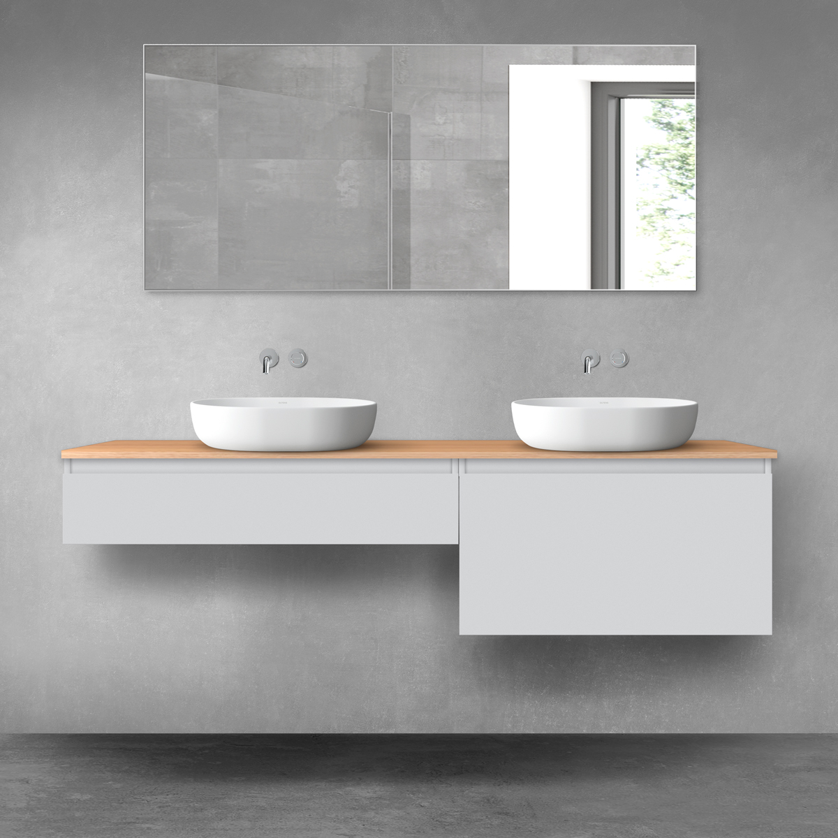 Darmowa Dostawa - Zestaw mebli łazienkowych 180x46.4x48.6 cm podumywalkowa wisząca szara-dab Oltens Vernal 68568700