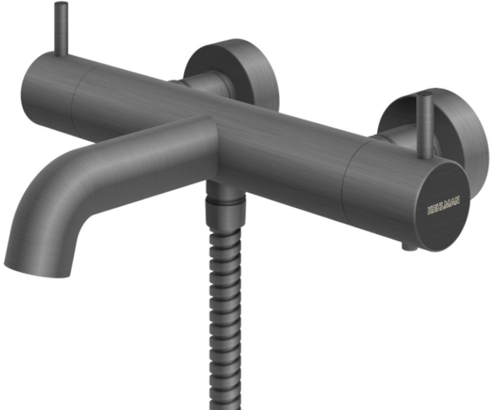 Darmowa Dostawa - Bateria wannowo-prysznicowa ścienna termostatyczna grafitowa Kohlman Axel Gray QW710AG