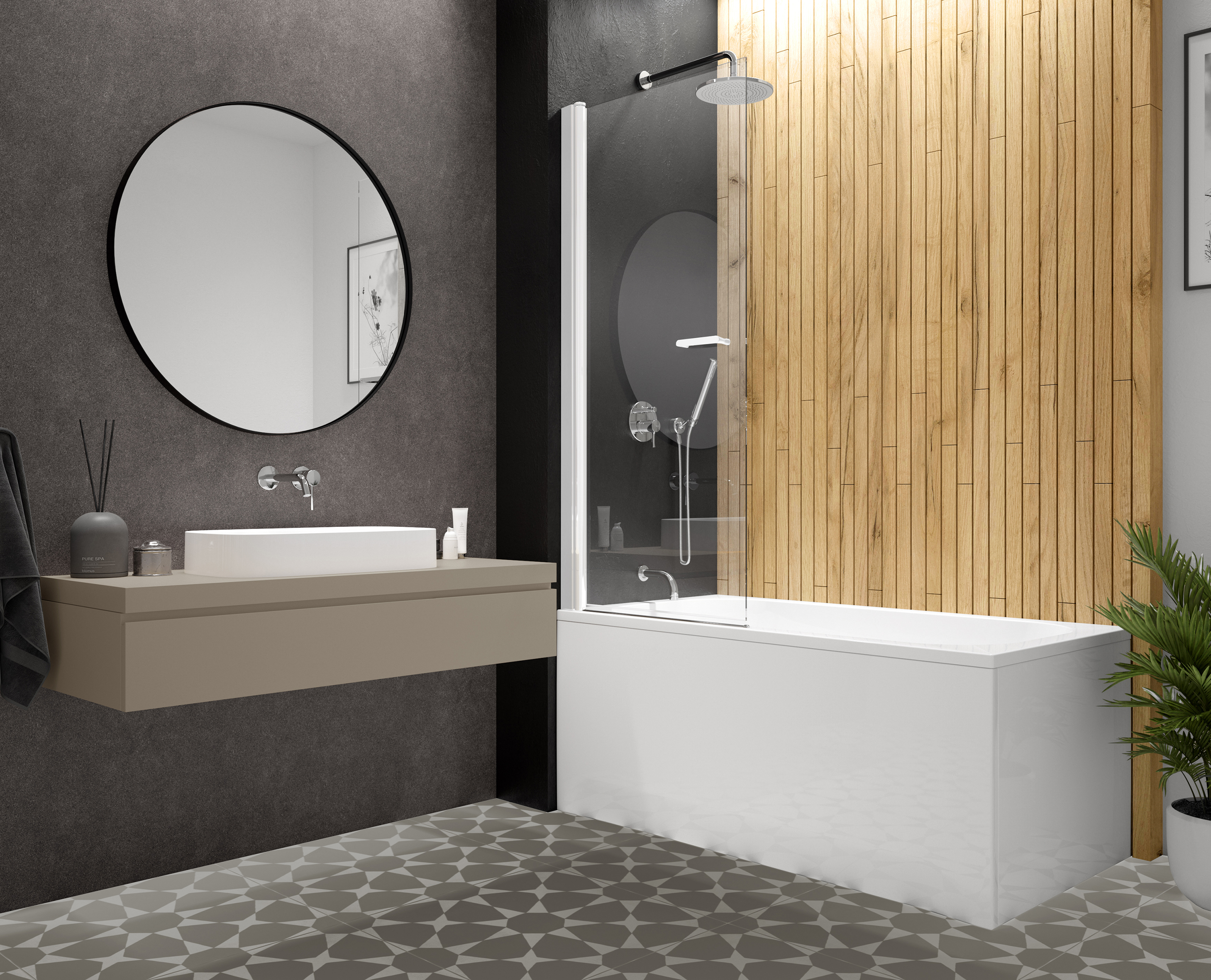 Darmowa Dostawa - Parawan nawannowy 80 cm 1-częściowy biały mat/szkło przezroczyste Sanplast Exa Line 600540106024401