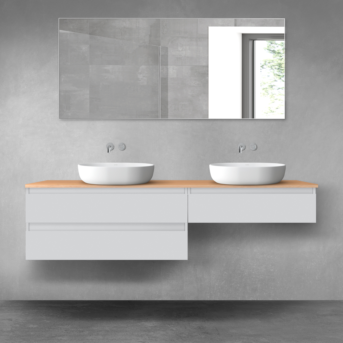 Darmowa Dostawa - Zestaw mebli łazienkowych 180x46.4x48.6 cm podumywalkowa wisząca szara-dab Oltens Vernal 68564700