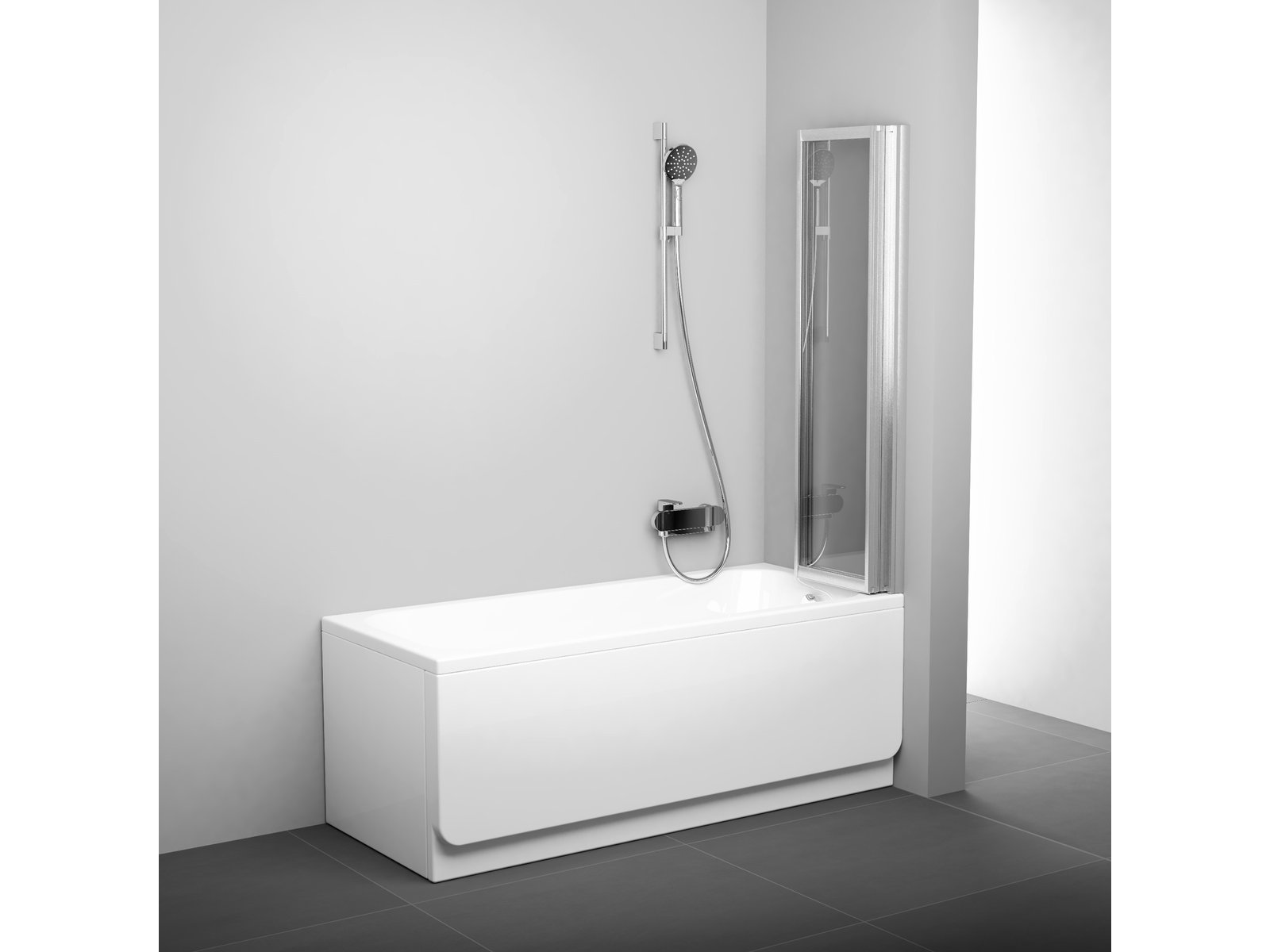 Darmowa Dostawa - Parawan nawannowy 100 cm 3-częściowy satyna mat/szkło przezroczyste Ravak Supernova 795V0U00Z1