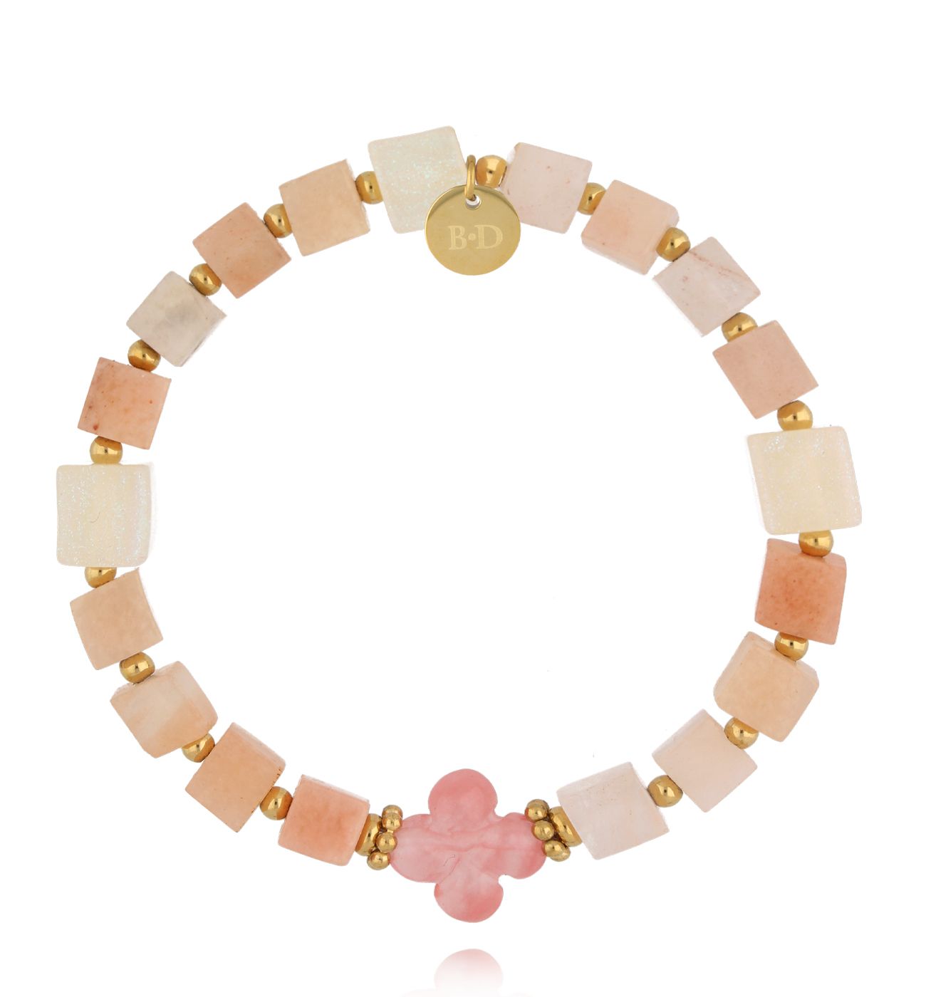 Bransoletka brzoskwiniowa z awenturynami i jadeitami - By Dziubeka