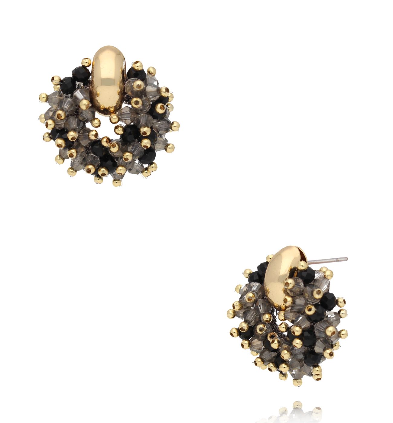 Kolczyki z czarnymi i szarymi kryształkami KWE0302 - By Dziubeka