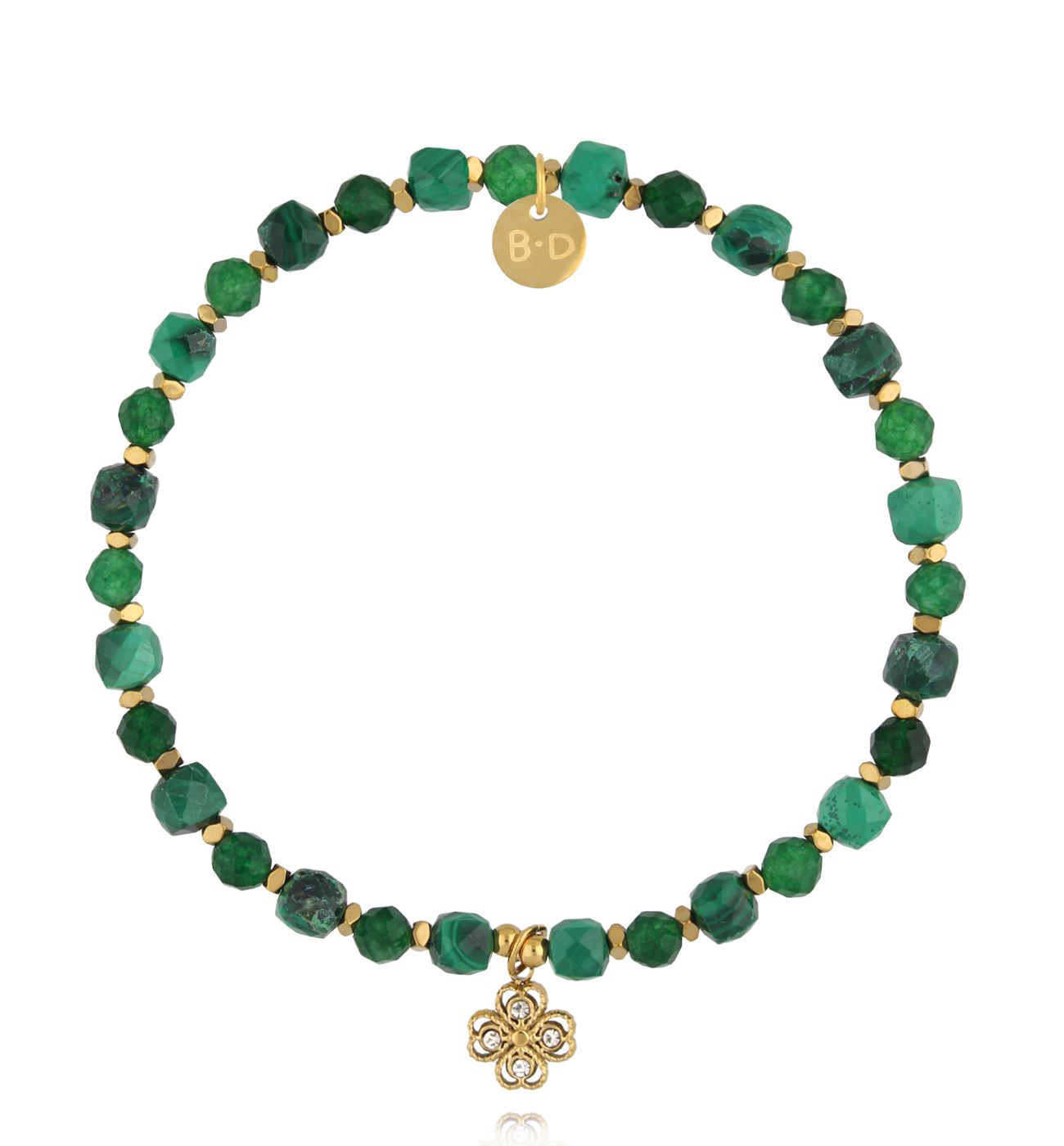 Bransoletka zielona z koniczynką - By Dziubeka