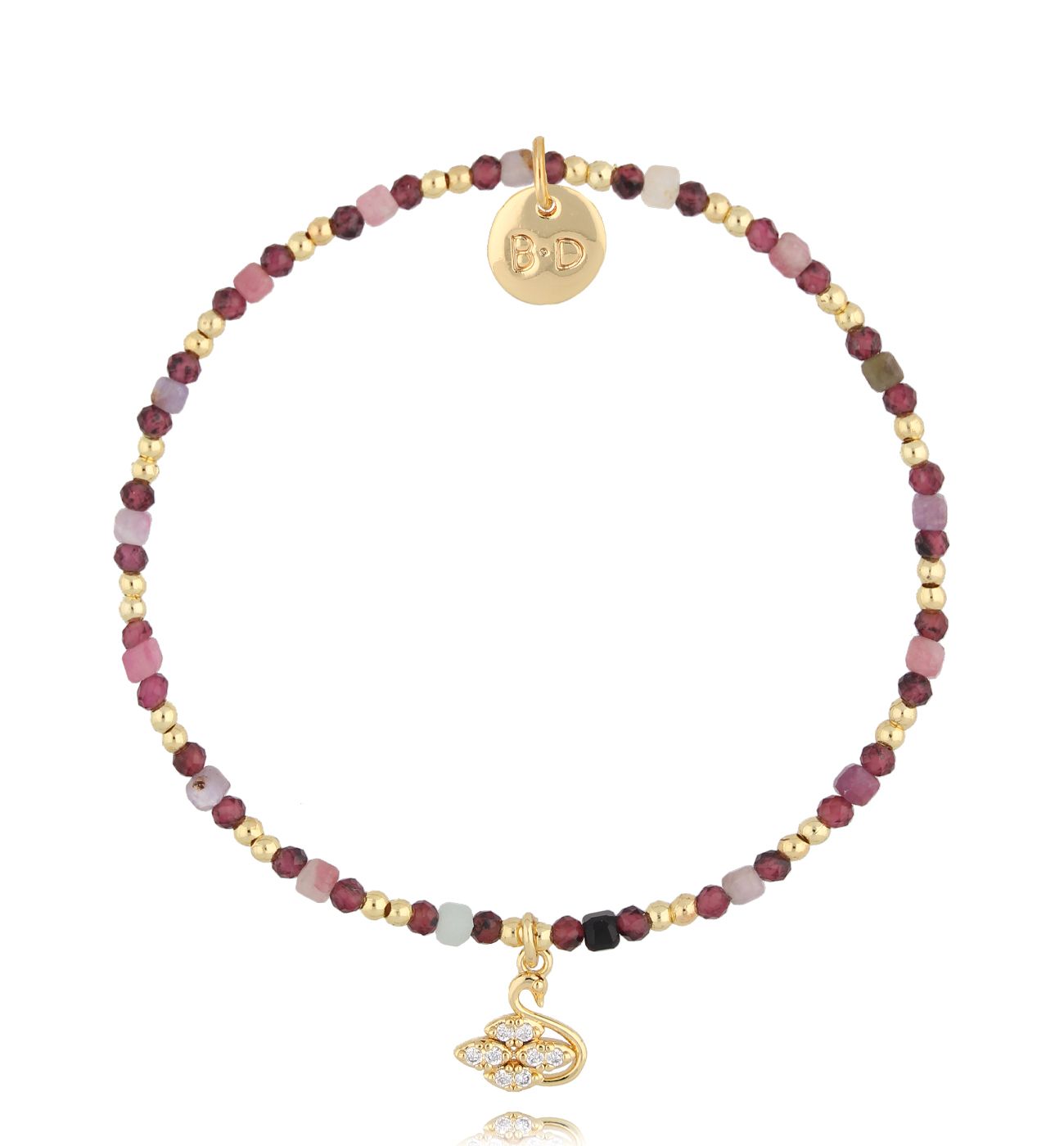 Bransoletka złota z turmalinami i granatami BTW2787