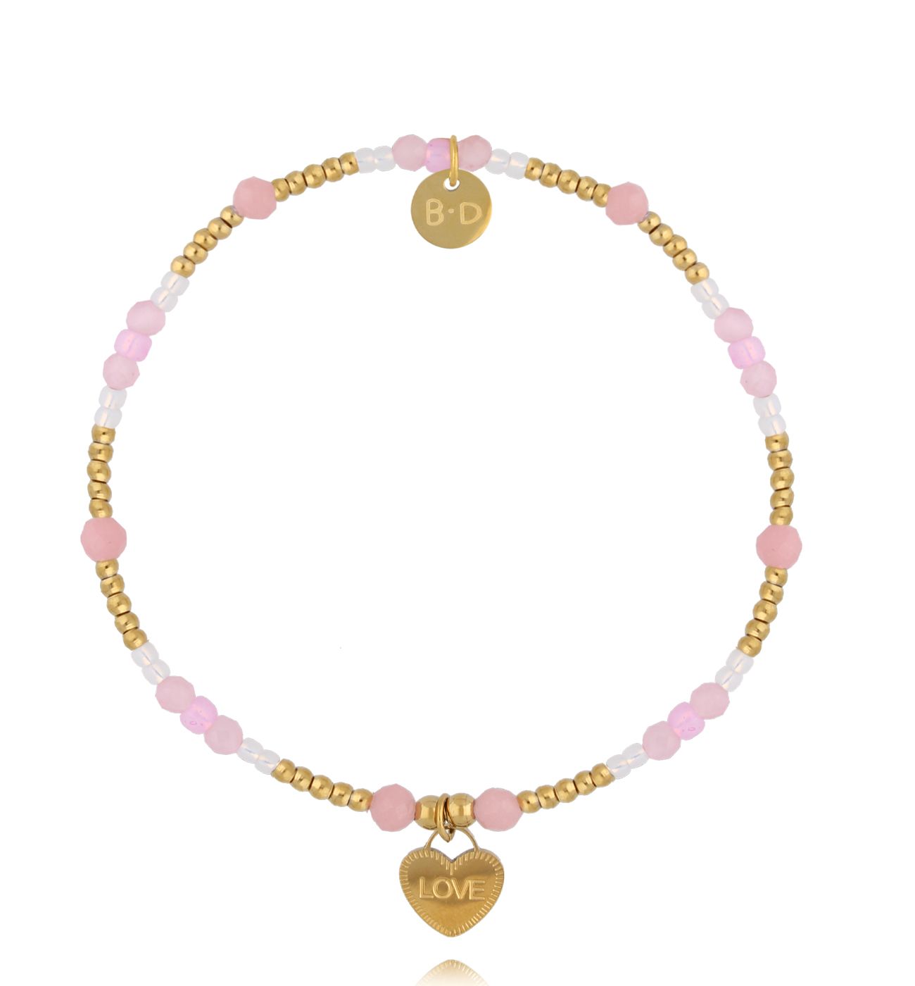 Bransoletka różowa z sercem - By Dziubeka