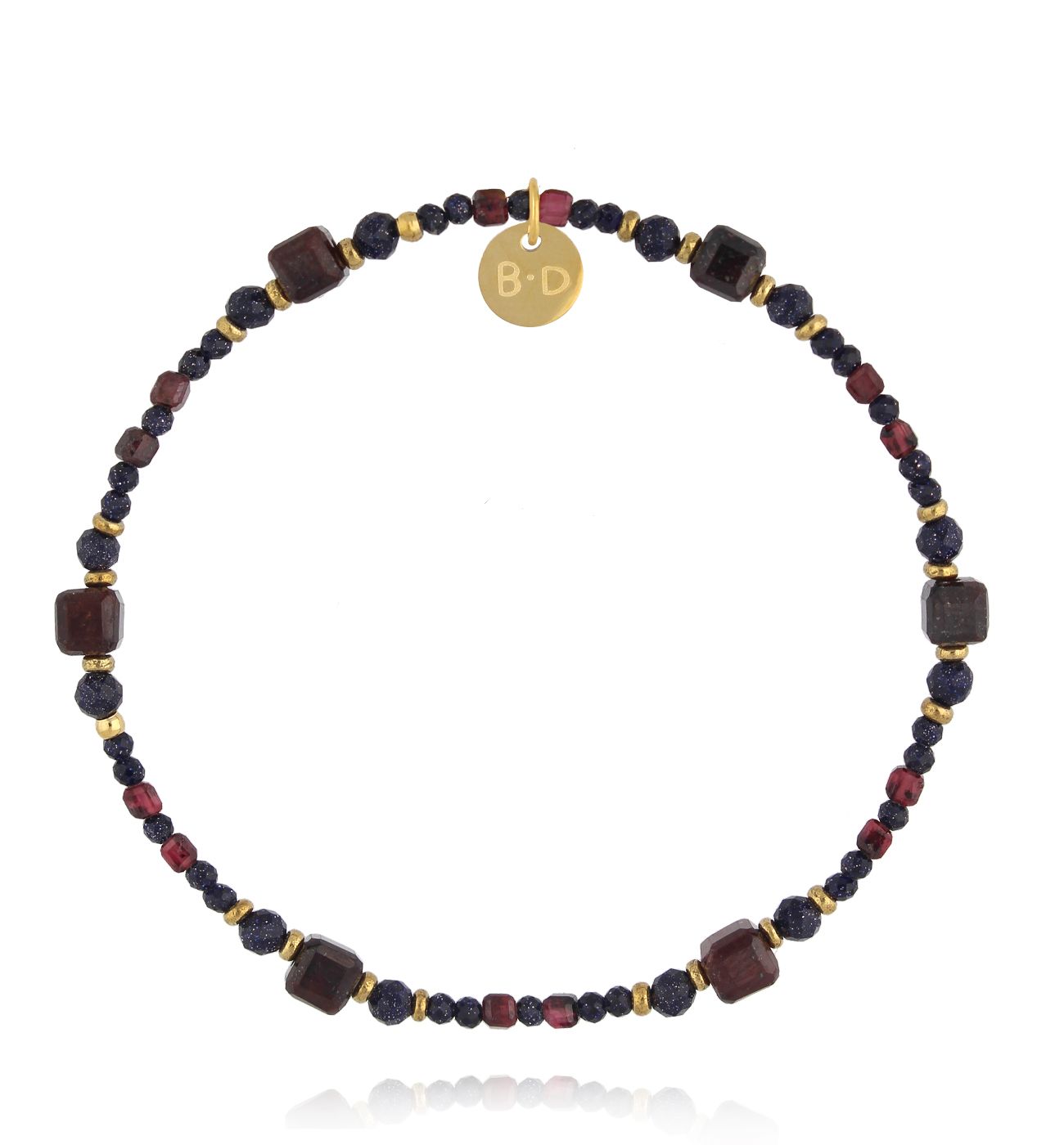 Bransoletka z granatem i Nocą Kairu z złotymi akcentami BTW3545