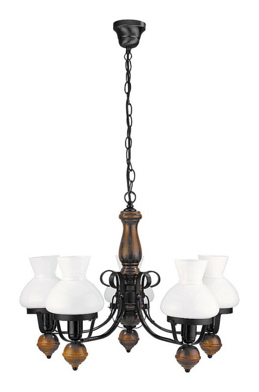 Żyrandol Rabalux Petronel czarny matowy-szkło opalizowane 5 x E27 x 60W IP20 wym: 100 x 64 x 64 cm - 1 szt.