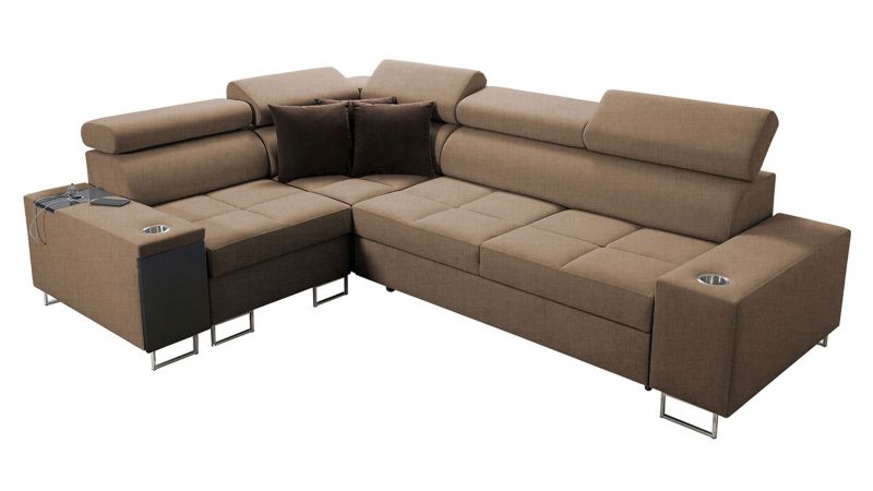 Narożnik z barkiem MIRJAN 24 Morena II lewy ciepły brąz + gorzka czekolada 1 szt.