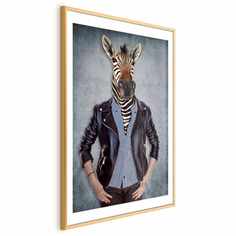 Plakat Artgeist Zebra Ewa 40x60 cm z ramą złotą z marginesem 1 szt