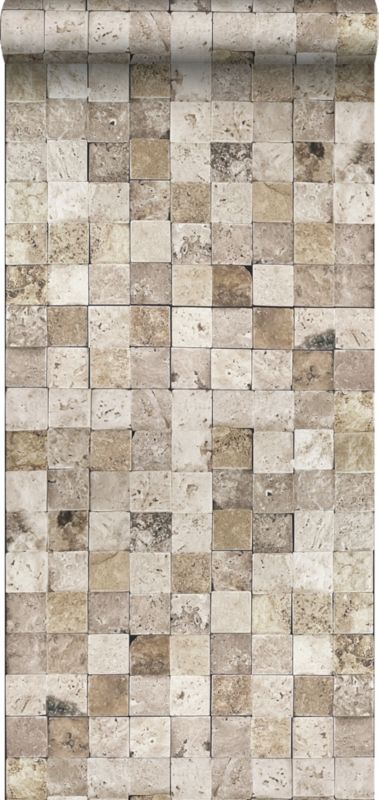 Tapeta XXL ESTAhome marmurowe kwadraty beżowym 50 x 900 cm - 1 rol.