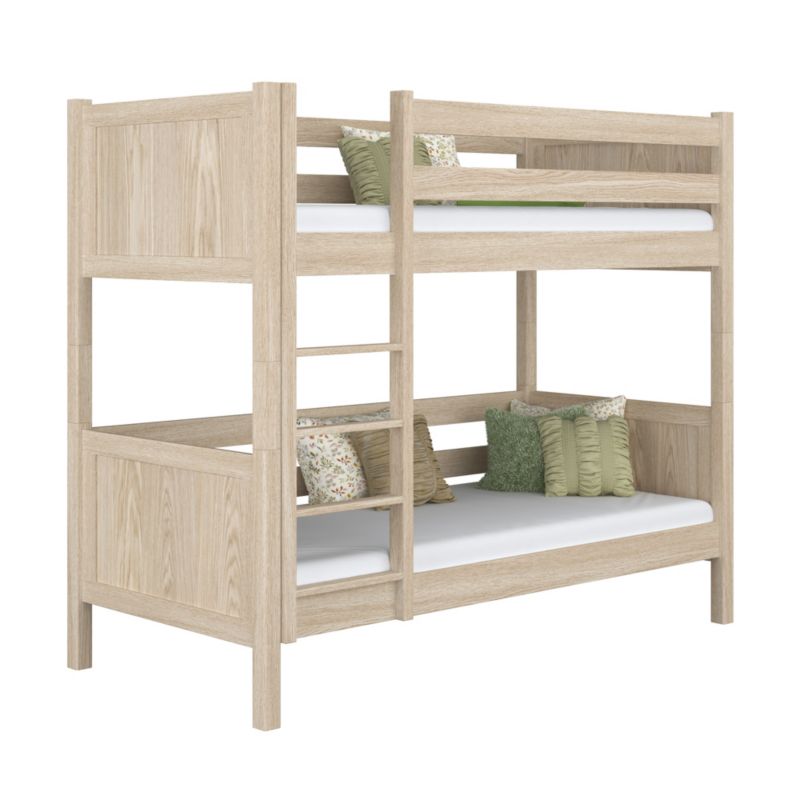 Dębowe łóżko N-WOOD piętrowe N02 dąb bielony 80x180 1szt.