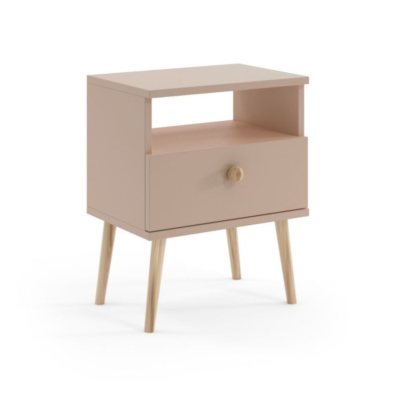 Szafka nocna z szufladą Bettso Ikon na wysokich nogach ze stylowym uchwytem macchiato 1szt.