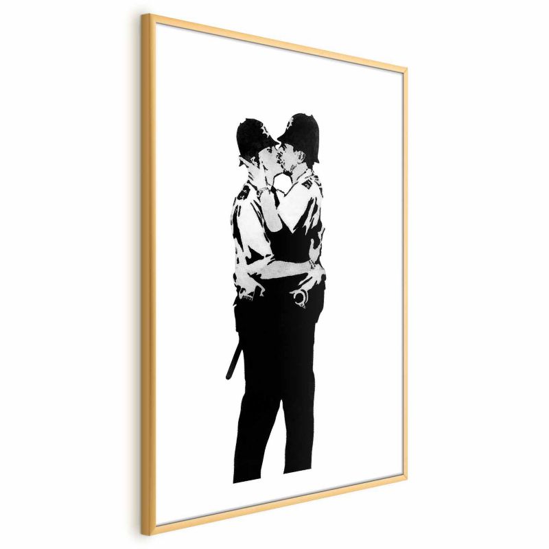 Plakat Artgeist Kissing Coppers 21x30 cm z ramą złotą 1 szt