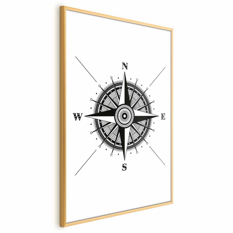 Plakat Artgeist Kompas 60x90 cm z ramą złotą 1 szt